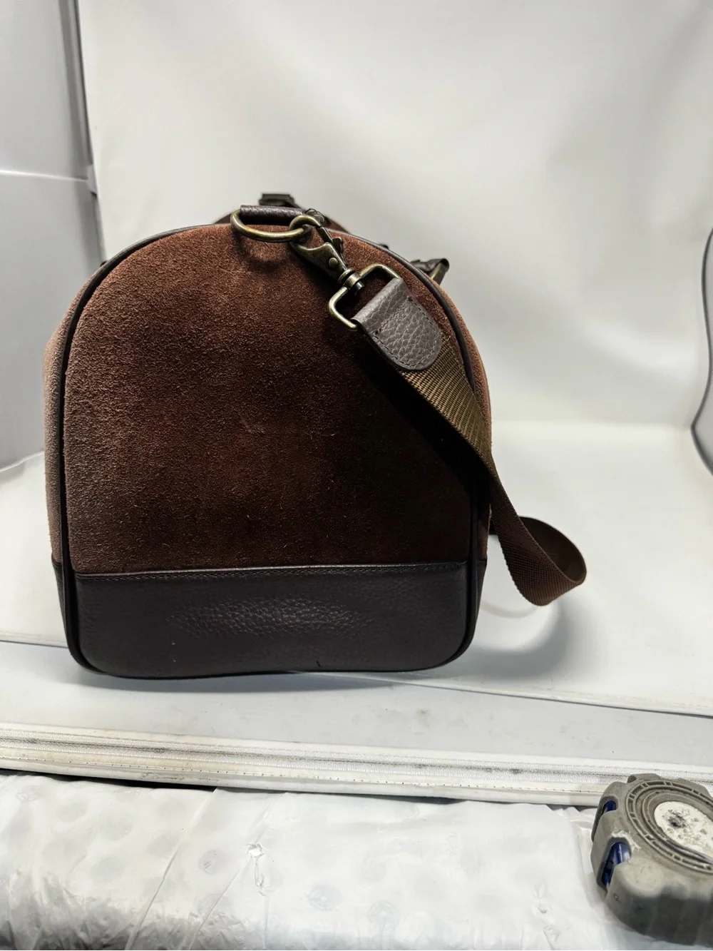 Vintage Marlboro Brown leather Suede Men's rugged Duffle Bag on the Travel large